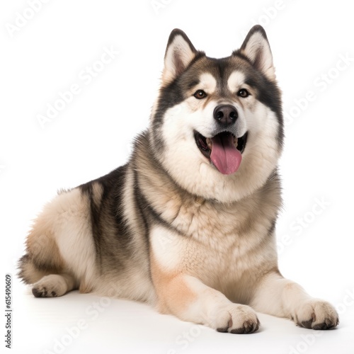 Alaskan Malamute dog isolated on white background. Generative AI