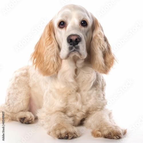American Cocker Spaniel dog isolated on white background. Generative AI