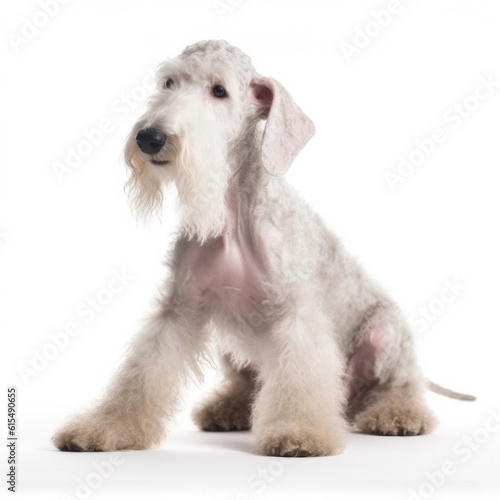 Bedlington Terrier dog isolated on white background. Generative AI