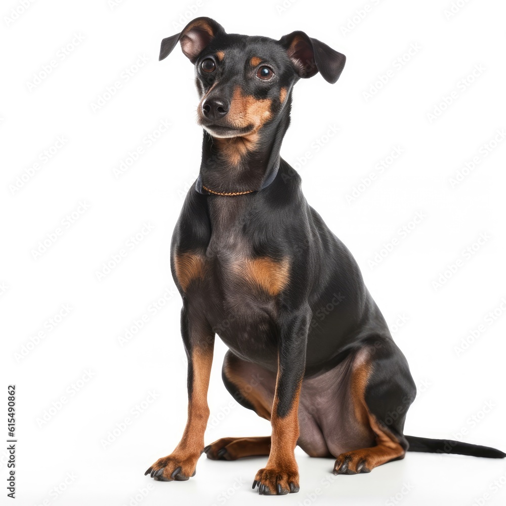 Manchester Terrier dog isolated on white background. Generative AI Manchester Terrier dog isolated on white background. Generative AI