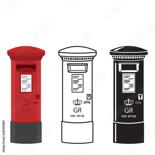 Vector illustration of a traditional British red post box