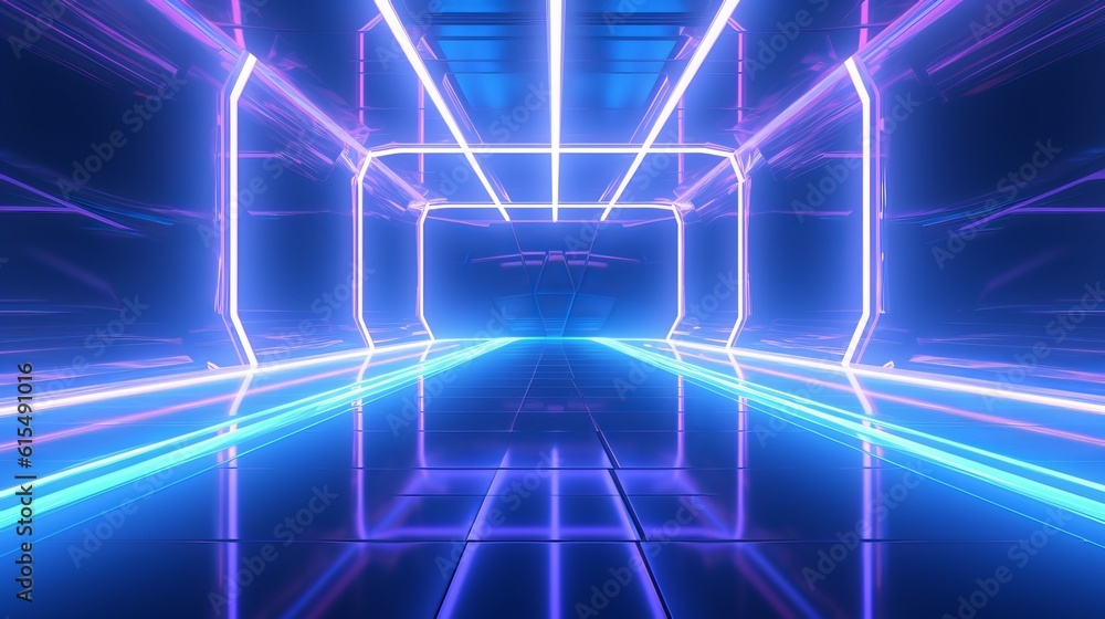 Blue Stripes: Abstract 3D Rendering of a Room Blue Stripes: Abstract 3D Rendering of a Room