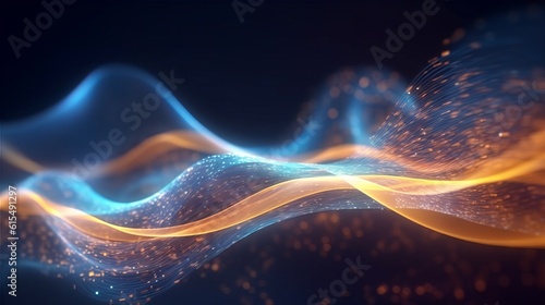 Golden Blue Glow  Abstract Futuristic Background