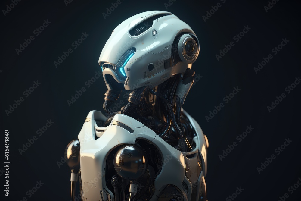 Humanoid Sci-Fi Cyborg Robot Portrait generative AI. Humanoid Sci-Fi Cyborg Robot Portrait generative AI.