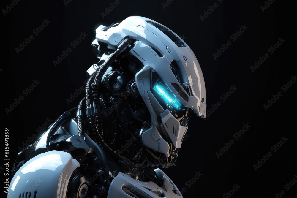 Humanoid Sci-Fi Cyborg Robot Portrait generative AI. Humanoid Sci-Fi Cyborg Robot Portrait generative AI.