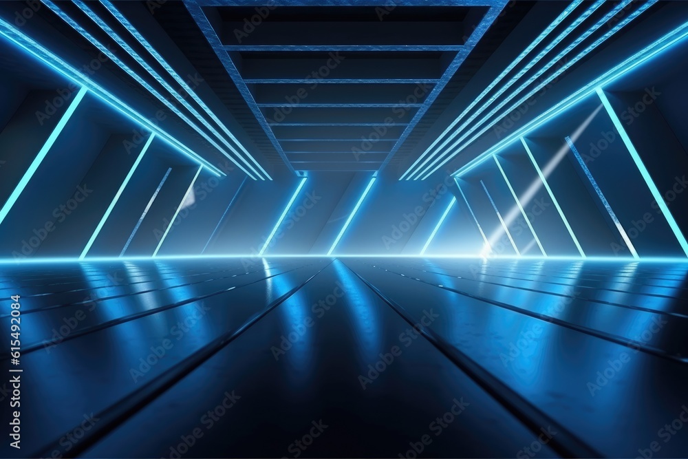 Sci-Fi Neon Laser Beams in Futuristic Hallway generative AI Sci-Fi Neon Laser Beams in Futuristic Hallway generative AI