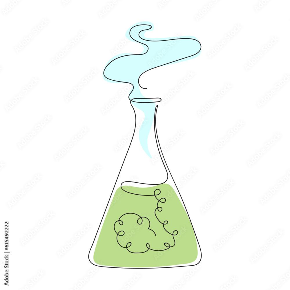 Vector illustration of a flat bottom flask with a reagent on a white background Vector illustration of a flat bottom flask with a reagent on a white background