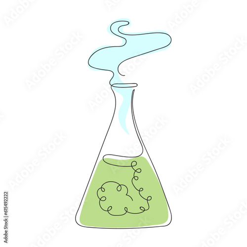 Vector illustration of a flat bottom flask with a reagent on a white background