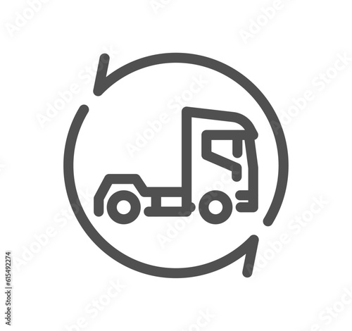 Truck logistics related icon outline and linear vector.