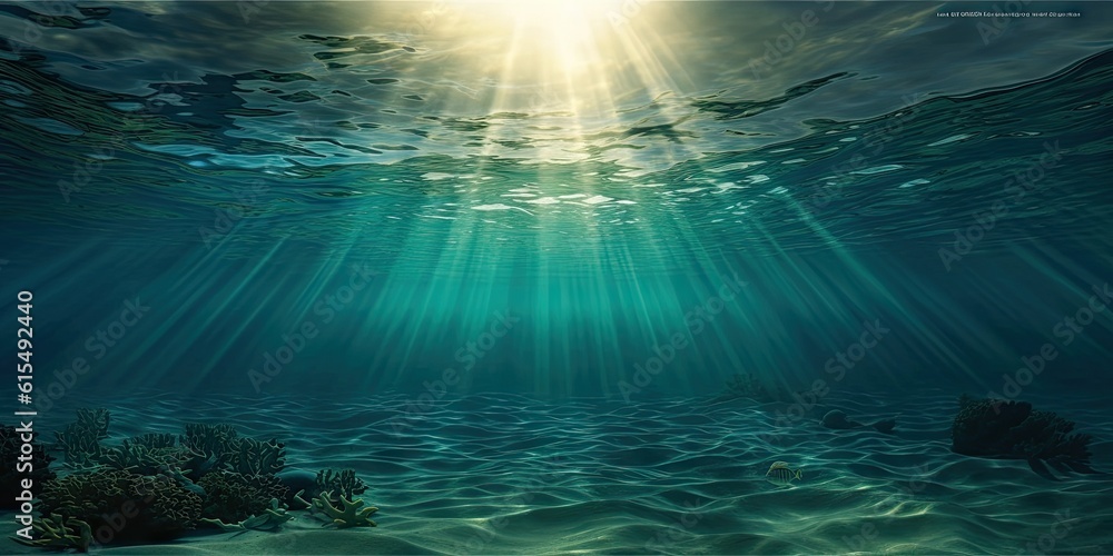 Sunlit Depths. Abstract Underwater Scene with Nature Background. Generative AI illustrations Sunlit Depths. Abstract Underwater Scene with Nature Background. Generative AI illustrations