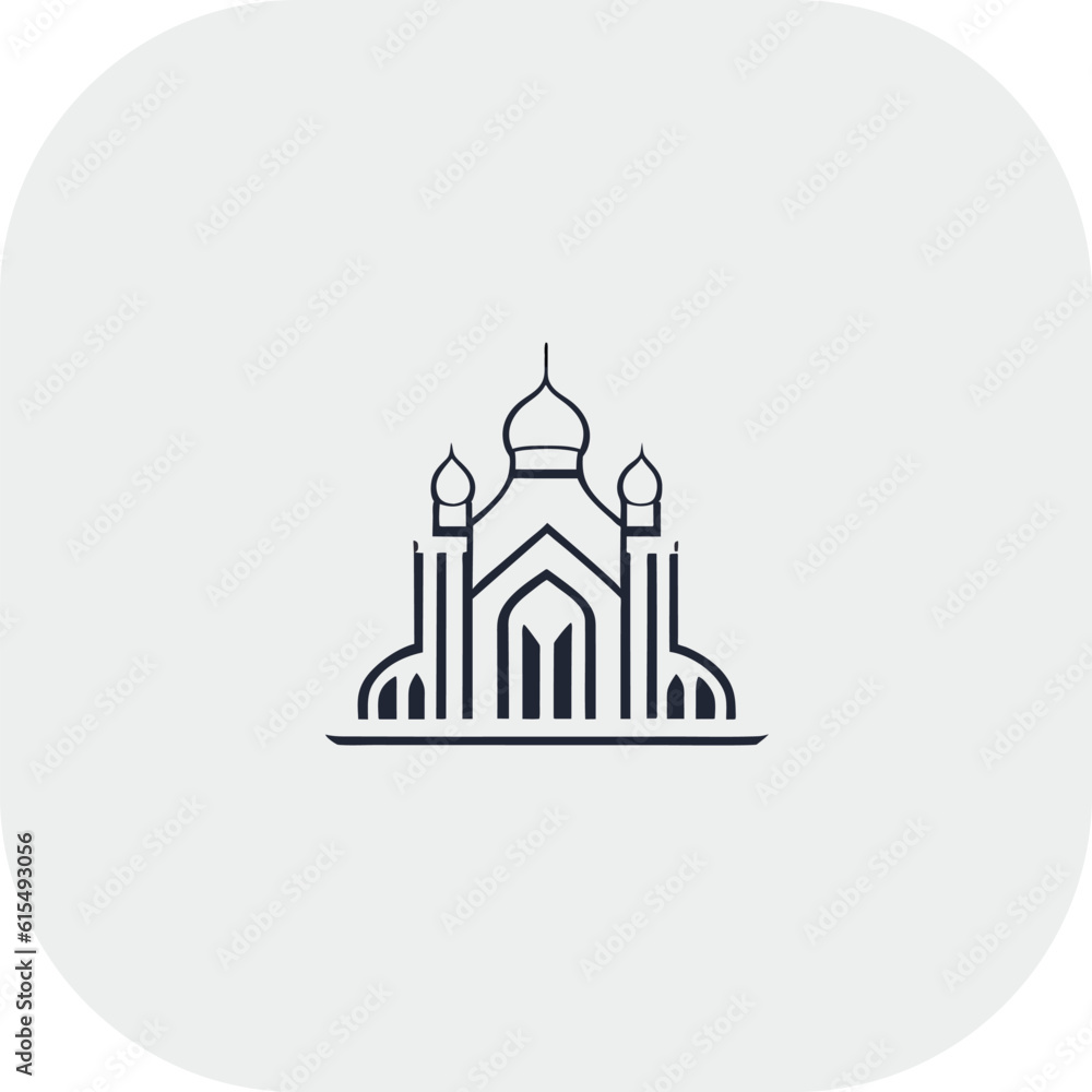 Modern mosque logo symbol or icon template, Mosque Leaf Creative Islamic logo design template, logo with a minimalist style.