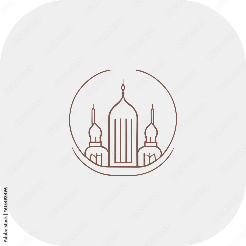 Modern mosque logo symbol or icon template, Mosque Leaf Creative Islamic logo design template, logo with a minimalist style.