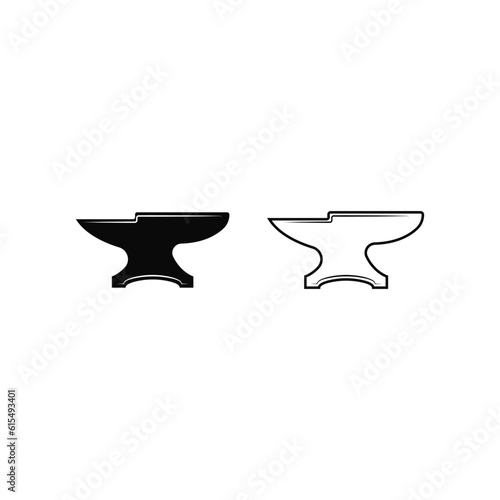 Anvil Icon silhouette an line on white background