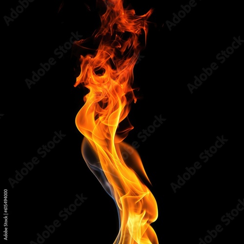 fire Intense Flames Isolated on Black Background generative AI