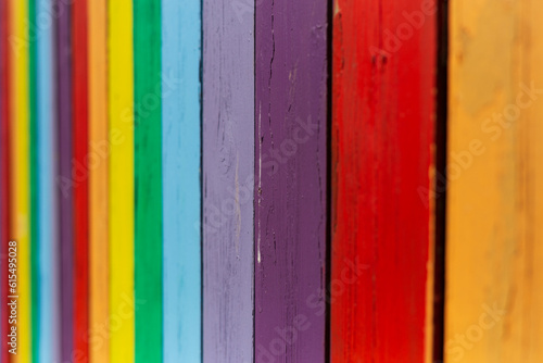 A painted fence colorful wooden background 