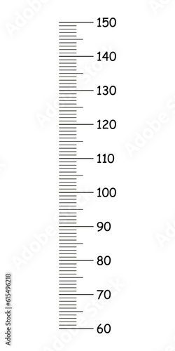 Kids height chart from 60 to 150 centimeters. Template for wall growth sticker isolated on a white background. Vector illustration. Meter wall or growth ruler. Eps icon.
