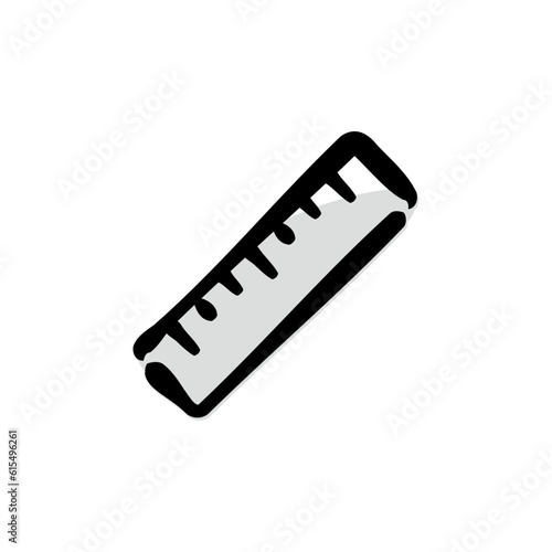 Ruler - Stationery icon/illustration (Hand-drawn line, colored version)