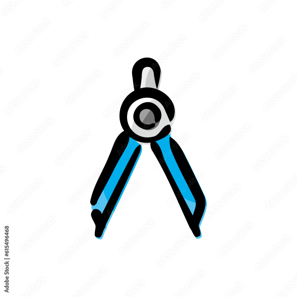 Drawing compass - Stationery icon/illustration (Hand-drawn line, colored version) Drawing compass - Stationery icon/illustration (Hand-drawn line, colored version)