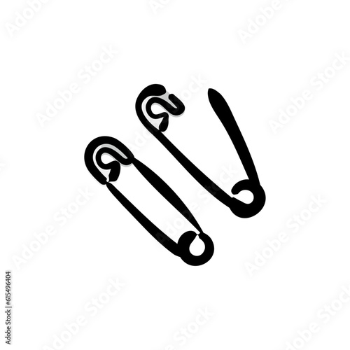 Safety pin - Stationery icon/illustration (Hand-drawn line, colored version)