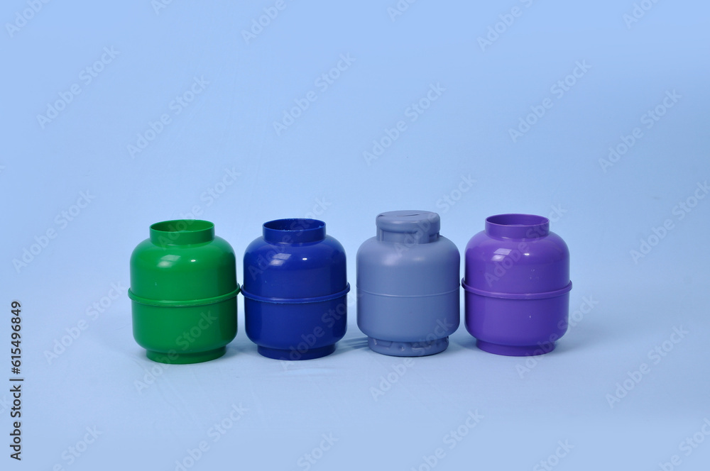 barris de gás em fundo azul, gás de cozinha barris de gás em fundo azul, gás de cozinha