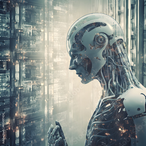 the future of artificial intelligence is on its way reserv área, in the style of liquid metal, high detail, tenebrous, tilt shift, photographically detailed portraitures, vintage sci-fi.