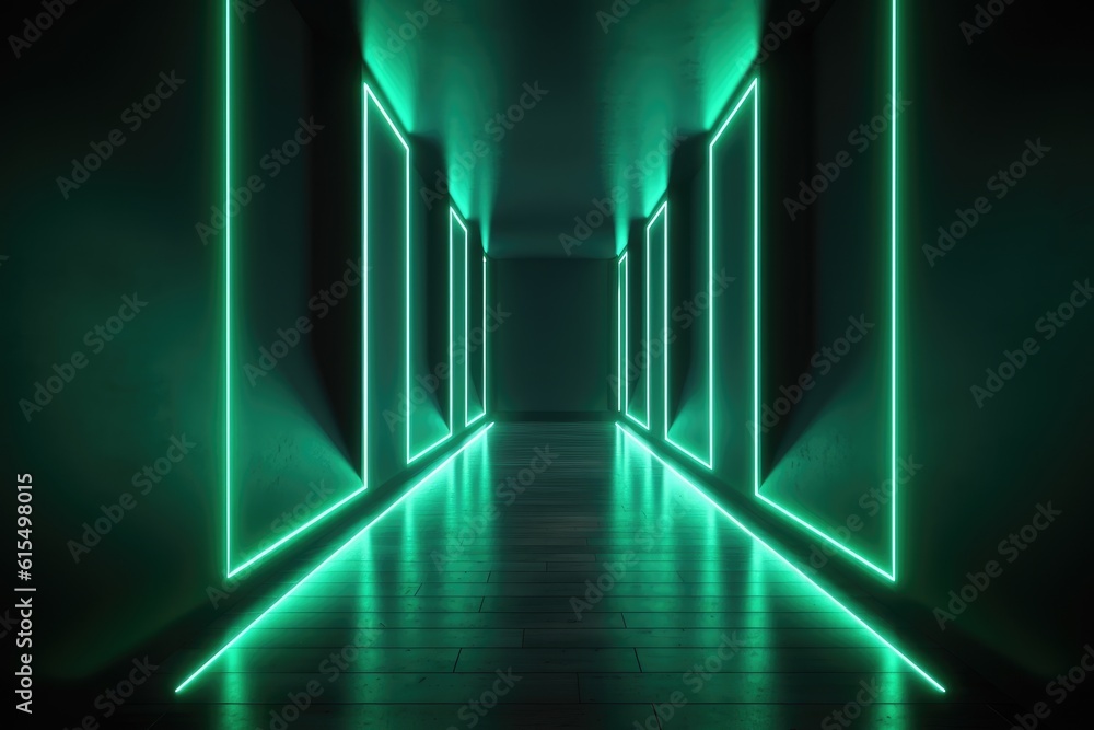 sci-fi Futuristic Neon Hallways with Glowing Artifact sci-fi Futuristic Neon Hallways with Glowing Artifact