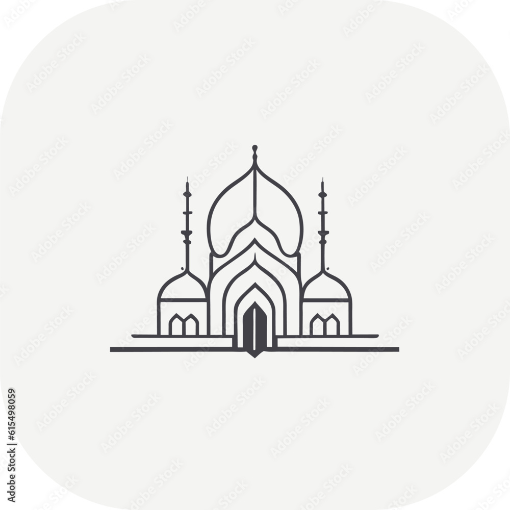 illustration of a mosque in the background, Islamic logo concept design vector, mosque pin vector , Muslim logo, icon 