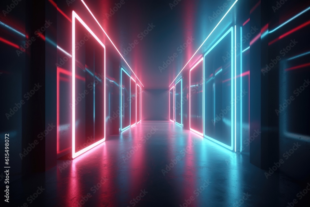 sci-fi Futuristic Neon Hallways with Glowing Artifact sci-fi Futuristic Neon Hallways with Glowing Artifact