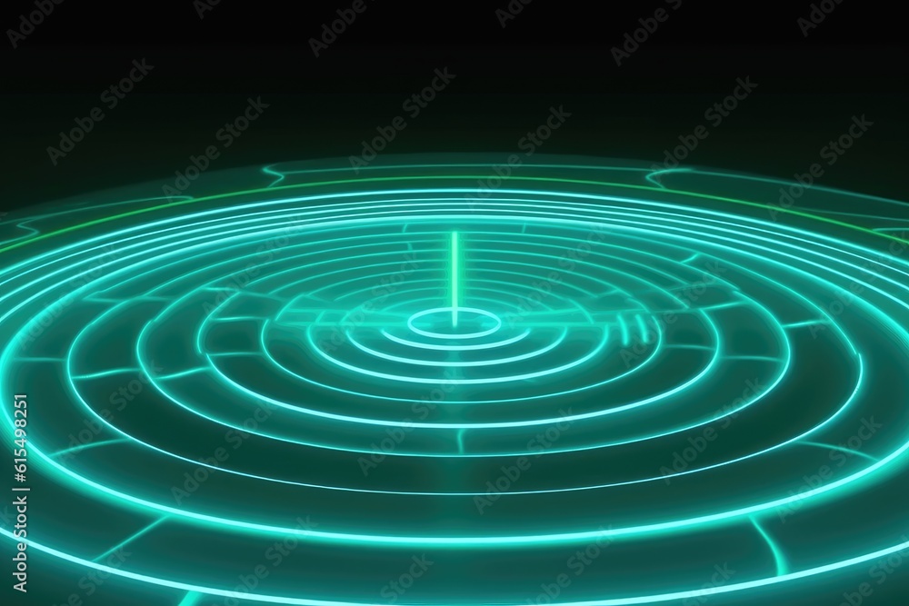 Fototapeta premium Futuristic Neon Hallways with Glowing Circular Designs