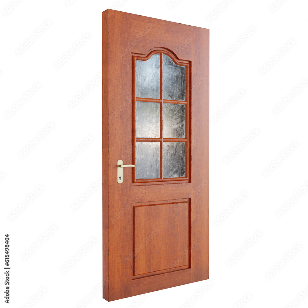Light Brown Close Interior Door. Realistic 3D Render. Cut Out. Side View. Light Brown Close Interior Door. Realistic 3D Render. Cut Out. Side View.