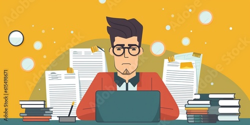 Man trying to understand a document, illustrating the problem of legal jargon and the lack of accessibility for non-lawyers, concept of Legal literacy barriers, created with Generative AI technology