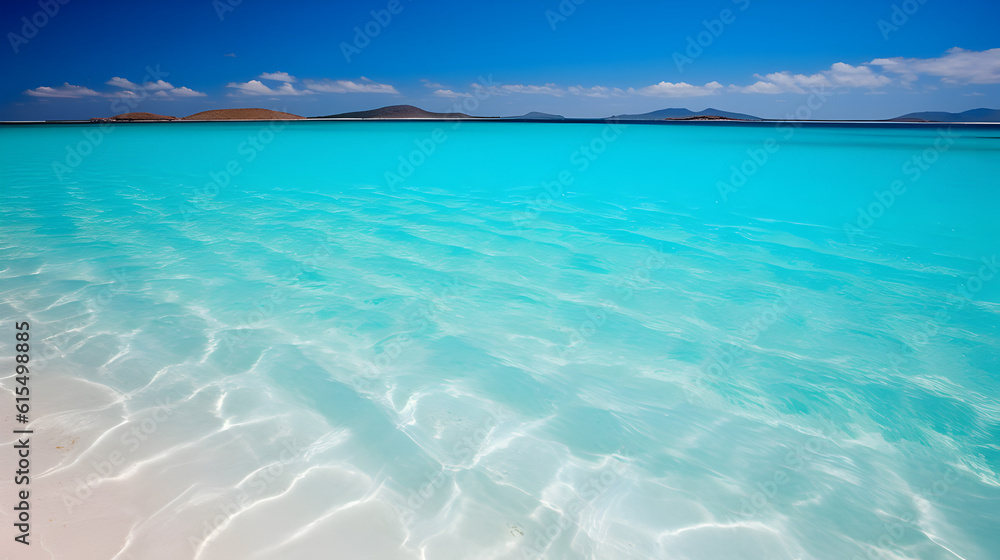 Beautiful beach with white sand and crystal clear blue waters