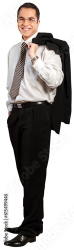 Confident businessman with jacket over shoulder