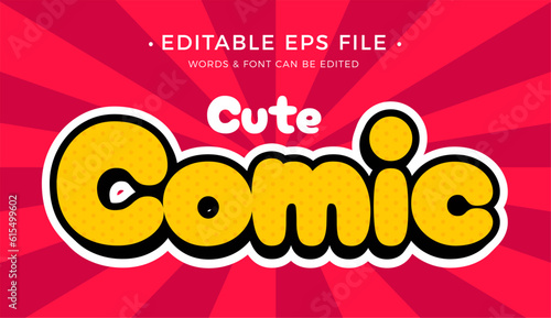 Cute comic text effect editable premium vector