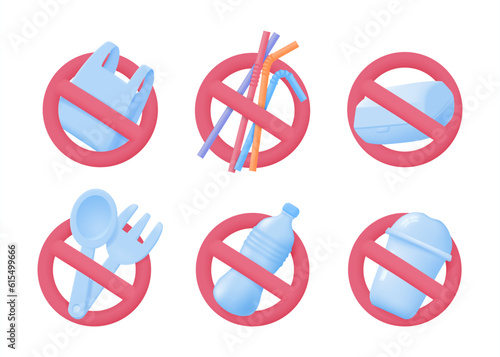 Free Download Material from plastic and foam. Say no to plastics concept. 3D vector illustration. - GFXLoad