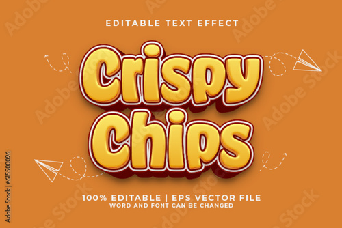 Crispy Chips 3d Editable Text Effect Cartoon Style Premium Vector