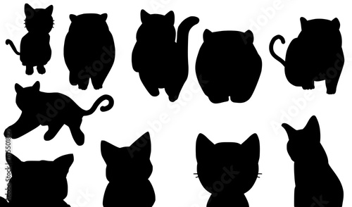 set of cats silhouettes