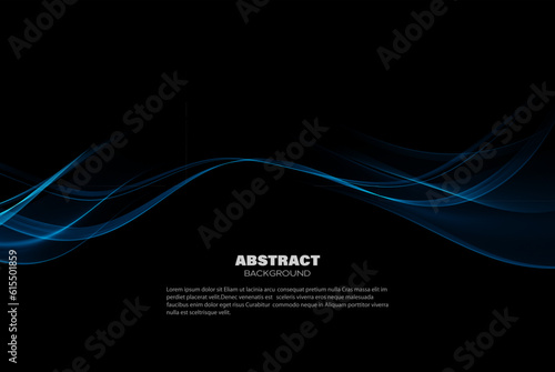 Abstract wave background. Shiny wave of blue color on a black background.
