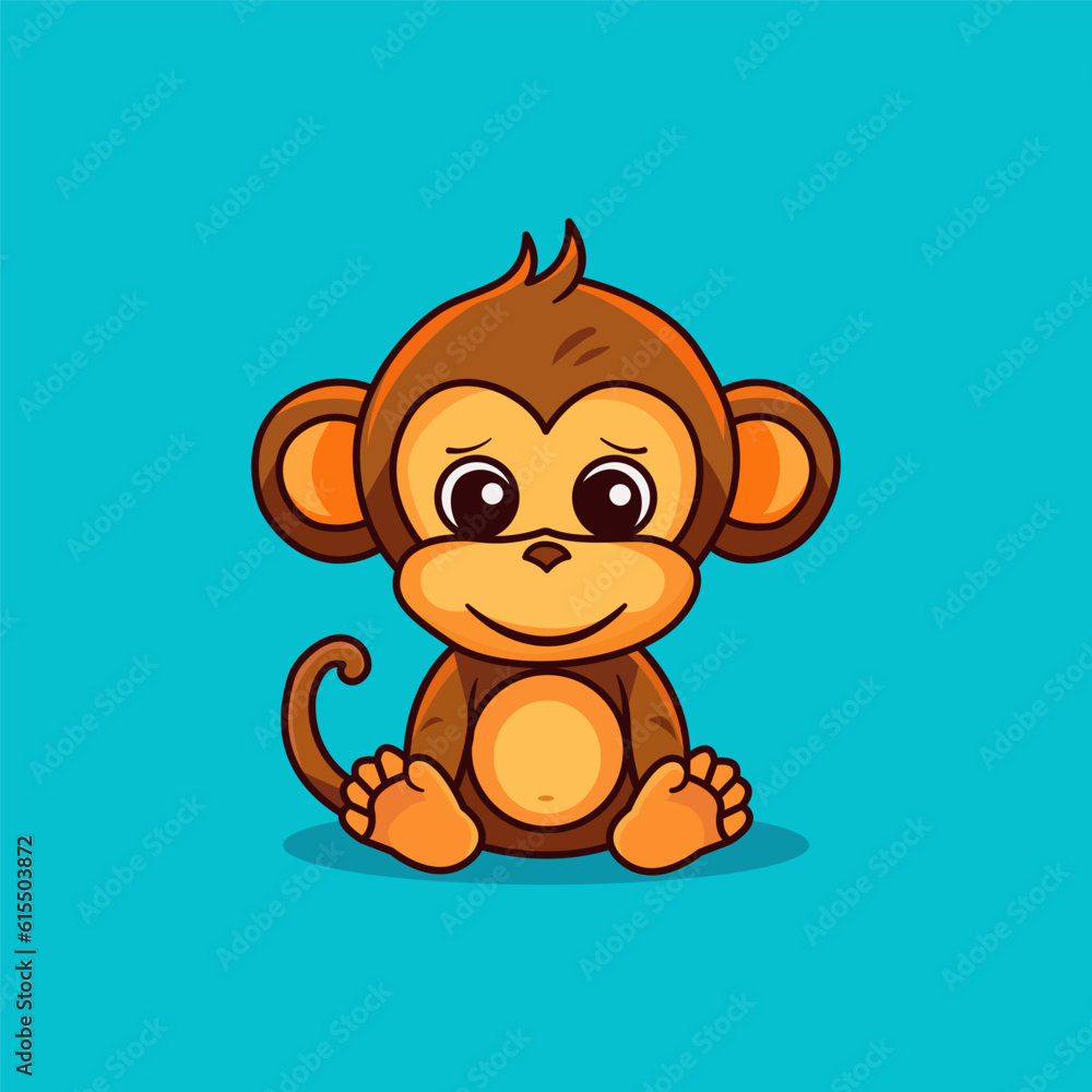 Obraz premium cute monkey kid cartoon mascot character. vector illustration