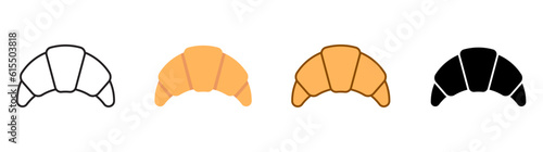 croissant icon silhouette black thick outline color bread icon logo food