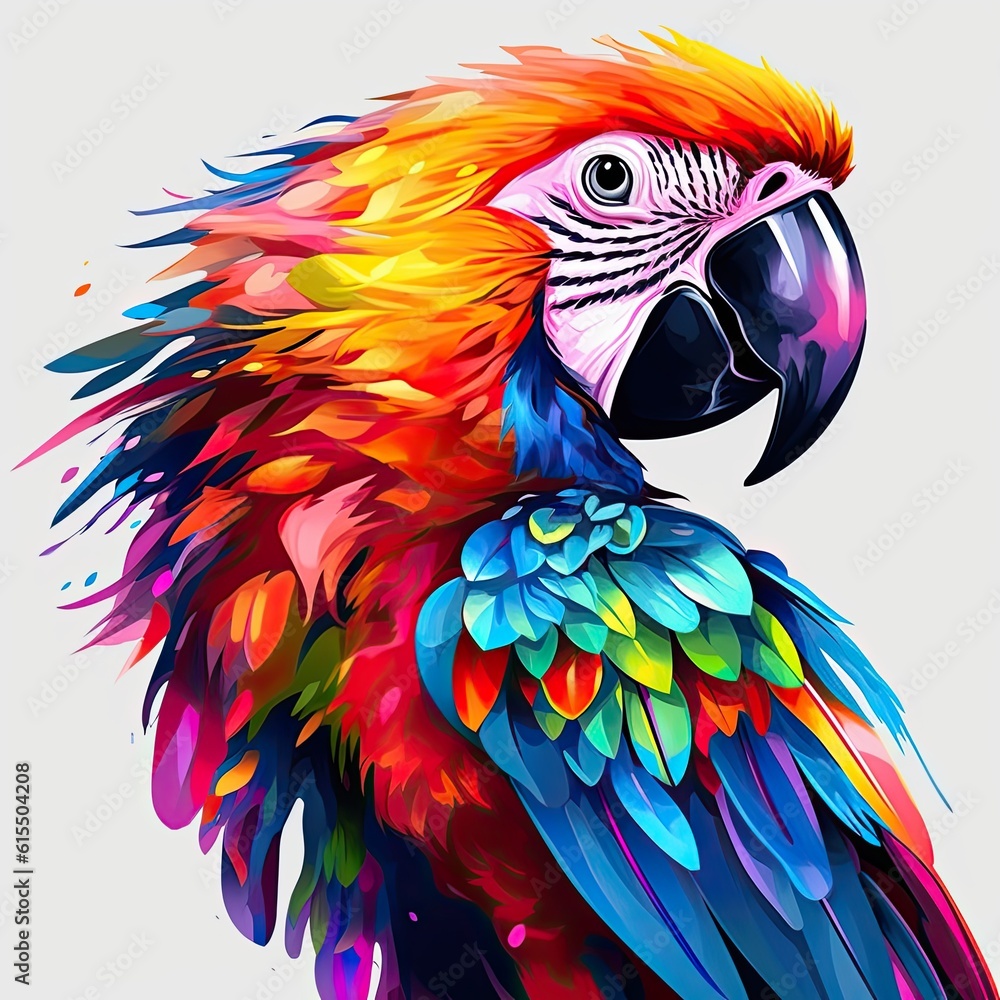 Obraz premium A colorful and exotic parrot on a transparent background. Generative AI.
