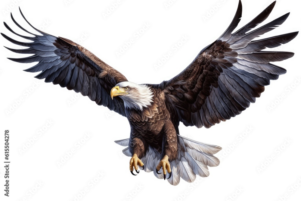 Naklejka premium A majestic eagle soaring through the sky on a transparent background. Generative AI.