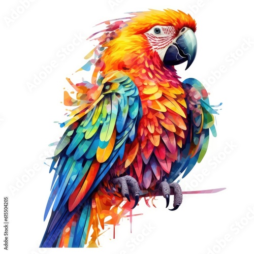 A colorful and exotic parrot on a transparent background. Generative AI.