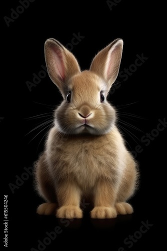 A gentle and adorable bunny sitting on a transparent background. Generative AI. © kept