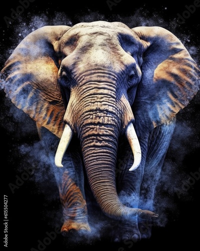 A majestic and powerful elephant on a transparent background. Generative AI.