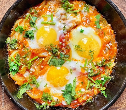 Shakshuka or Arabic scrambled eggs