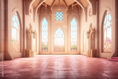 Cartoon Castle Interiors with Bright Colors and Elegant Design