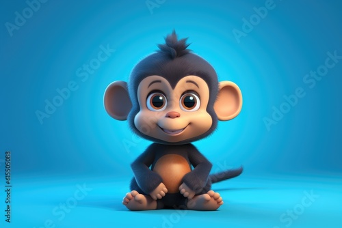 Playful Cartoon Monkey for Kids  Animation generative AI