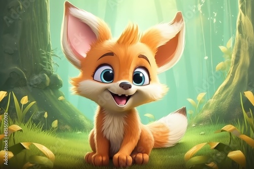 3D Cartoon Fox Character in Children's Animation Style generative AI