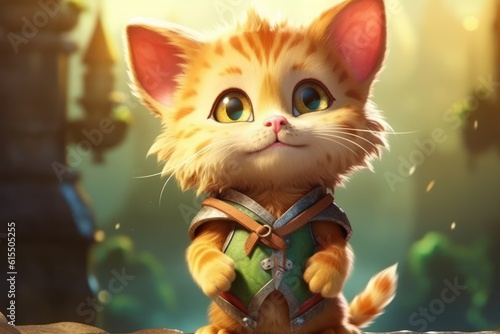 Charming Cartoon Cat in Playful Stance for Children's Animation generative AI © Ecleposs